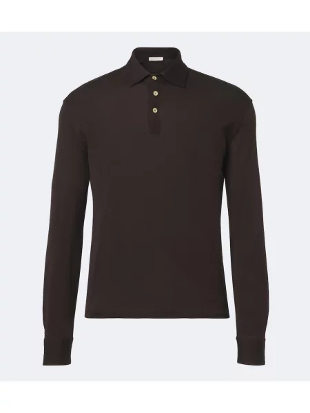 Tricou polo The Row din jerseu maro