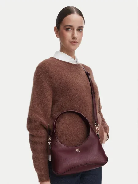 Torbica Tommy Hilfiger Th Everyday Mini Hobo Tamnocrvena