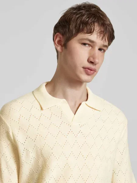 Koszulka polo o kroju regular fit z dekoltem w serek model ‘Aron’ Redefined Rebel biała