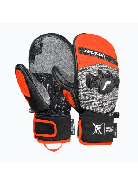 Mănuși de schi pentru copii Reusch Worldcup Warrior GS Mitten black/silver/fluo red negru