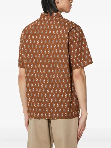 Krátká košile Universal Works s potiskem s paisley potiskem hnědá