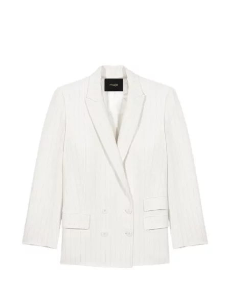 Dungat subțire sacou Maje cu două rânduri de nasturi alb