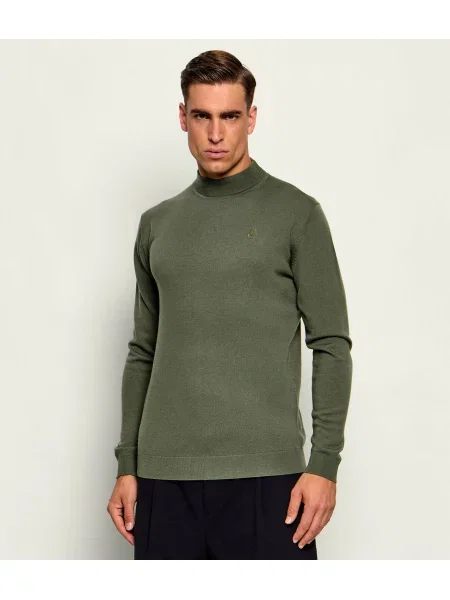 Pulover Karl Lagerfeld de lână cu guler înalt verde