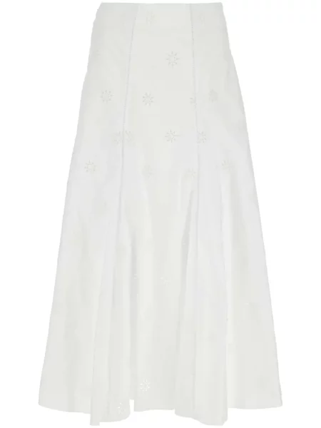 Fustă Chloé cu broderie din poplin alb