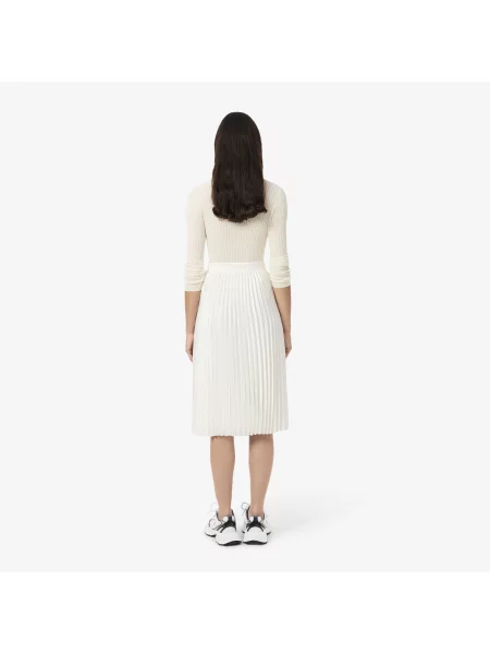 Lacoste Plisowana Satynowa Spódnica Midi biała