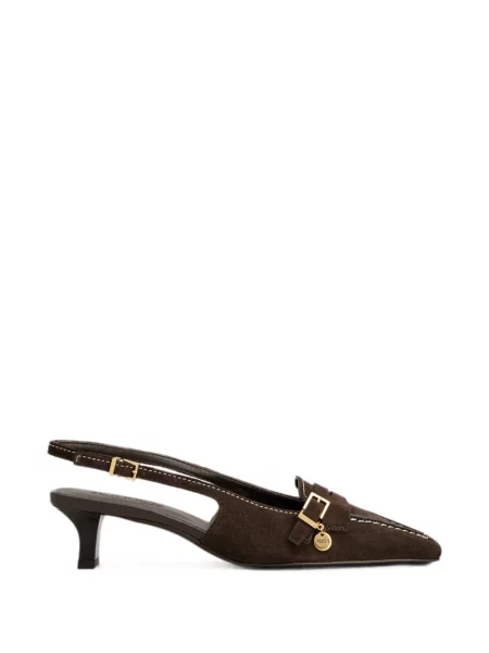 Pantofi cu toc Tod's din piele de căprioară slingback maro