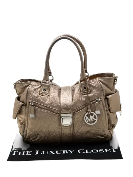 Geantă shopper Michael Michael Kors din piele cu autograf albastru