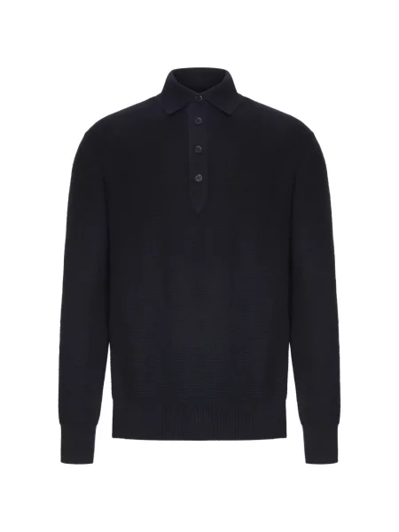 Tricou polo Zegna din cașmir negru