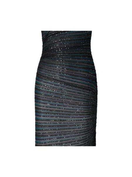 Sukienka maxi Missoni z cekinami w paski czarna