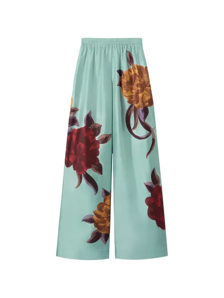 Pantaloni La Doublej cu model floral verde