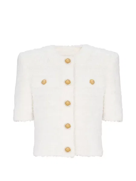 Cardigan Balmain scurt alb