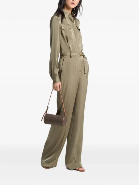Cu centură salopetă Michael Kors din satin verde