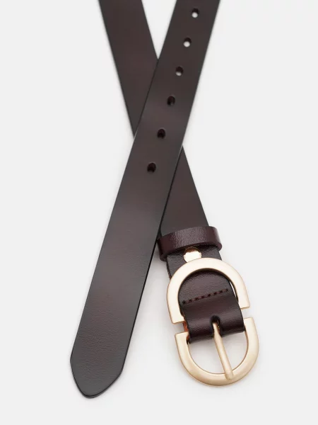 Кожаный ремень Borsa Leather с ремешками коричневый