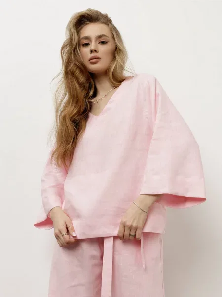 HARVEST Air Блуза Світло-рожевий Льон рожева