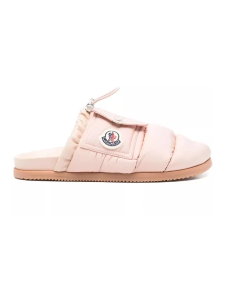 Klapki mules Moncler skórzane różowe