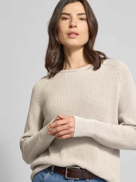 Regular Fit sweter dzianinowy z czystej bawełny Marc O'polo beżowy