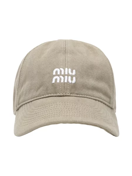Czapka z daszkiem Miu Miu z logo beżowa