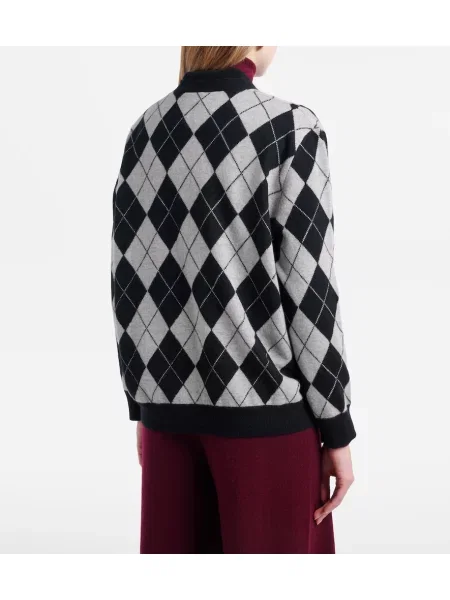 Cardigan Lisa Yang din cașmir cu model argyle negru