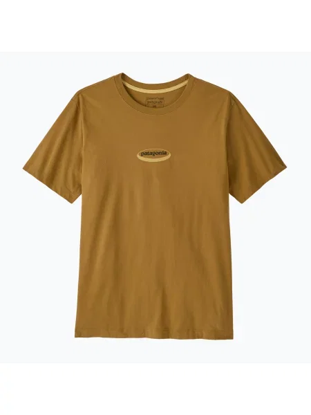 Tricou pentru bărbați Patagonia Oval Logo bobcat brown/sunshine maro