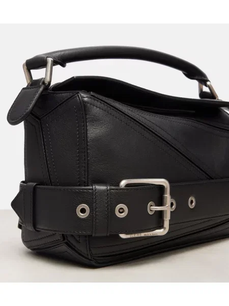 Geanta de piele Loewe din piele biker mini negru