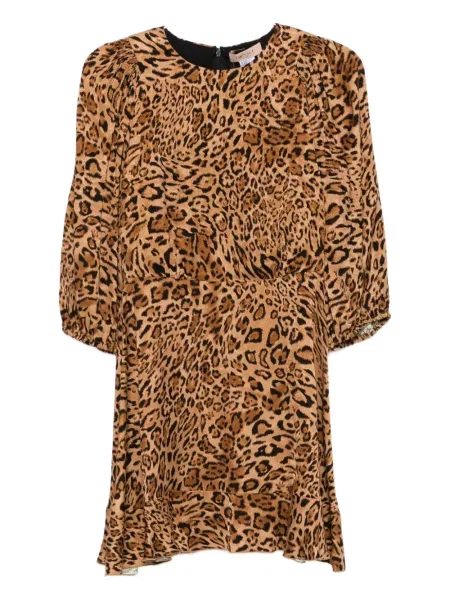 Rochie mini Twinset cu imagine cu model leopard de costum maro