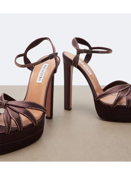 Sandale Aquazzura din satin cu platformă maro