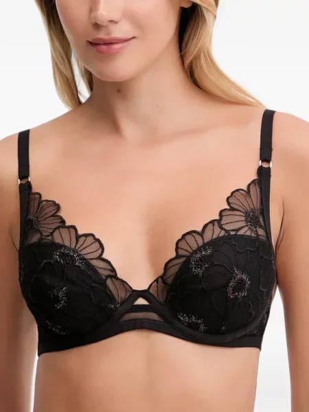 Sutien Chantelle cu model floral plasă negru