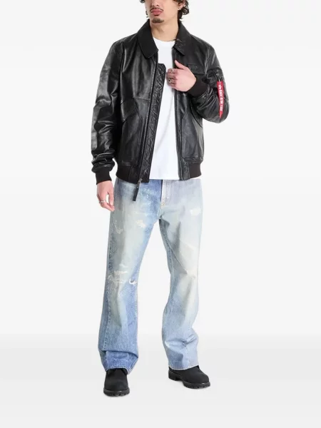 Geanta de piele Alpha Industries negru