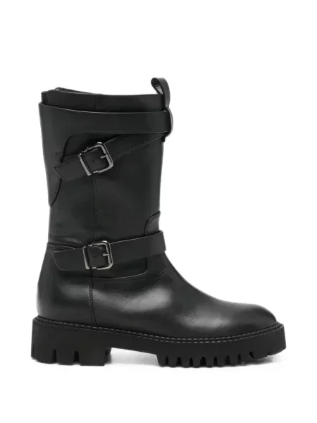 Botine Truman´s din piele cu cataramă cu bretele negru