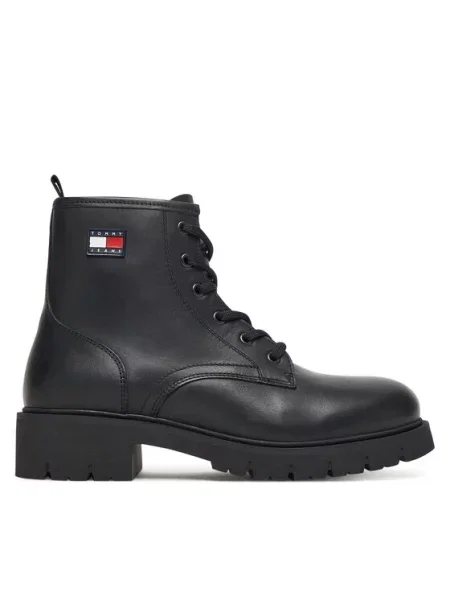 Tommy Jeans Žygio batai Tjw Lace Up Leather Boot juoda