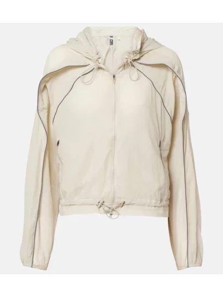 Geacă Adidas By Stella Mccartney cu glugă alergare bej
