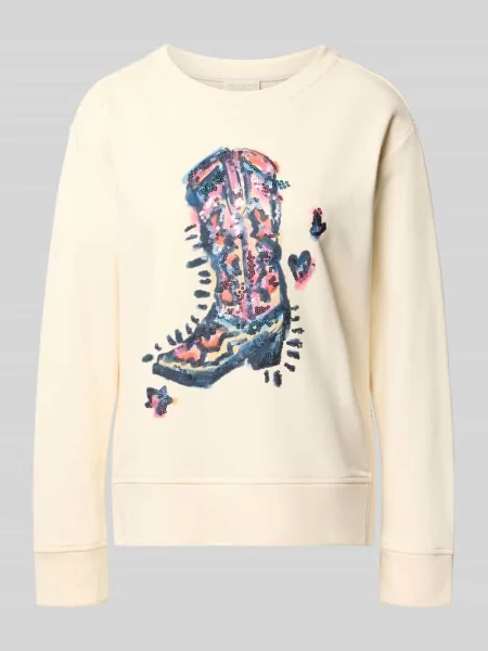 Bluza z nadrukiem z motywem i cekinami Milano Italy biała