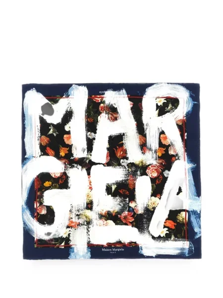 Fular Maison Margiela de mătase cu model floral cu imagine negru