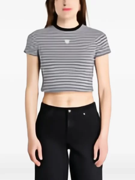 Tricou Guess cu dungi cu imagine negru