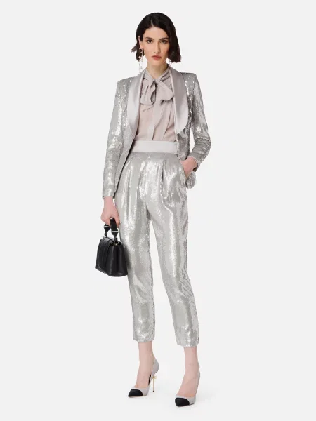 Брюки Elisabetta Franchi серебряные