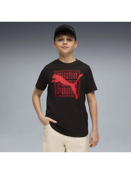 PUMA Młodzieżowa koszulka z grafiką Cat Akcesoria czarny