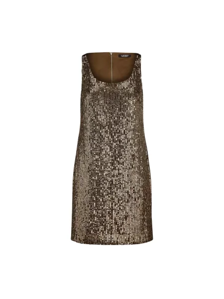 Mała mały sukienka koktajlowa Ralph Lauren z cekinami żółta