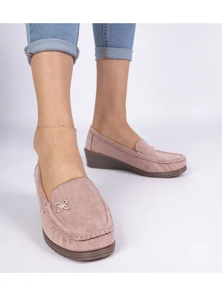 Loaferke D/ceo iz semiša s polno peto roza
