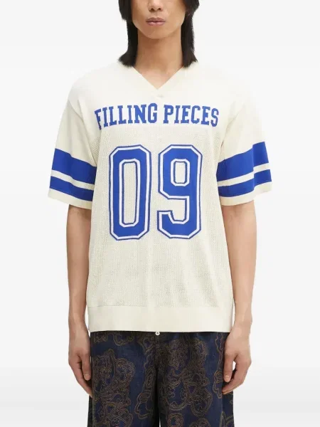Tricou Filling Pieces cu imagine cu decolteu în V alb