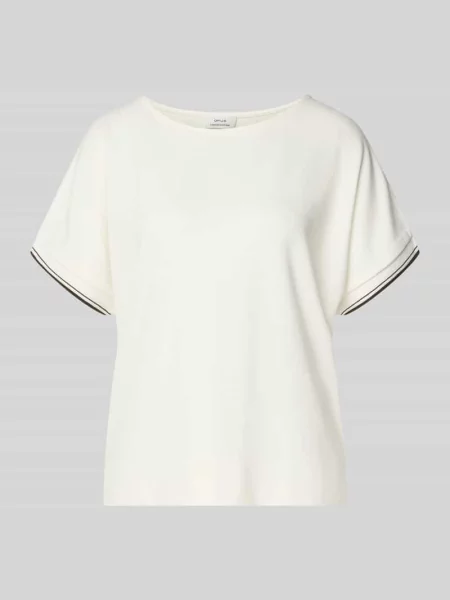 T-shirt z mieszanka z okrągły dekolt model Giprep' Opus biała