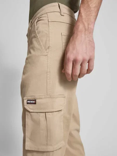 Spodnie cargo z paskami Essentials Review beżowe