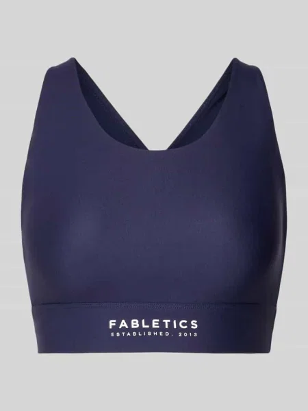 Stanik z logo i skrzyżowanymi ramiączkami Fabletics granatowy