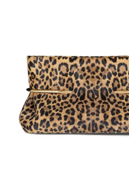 Geantă plic Givenchy din piele cu model leopard maro
