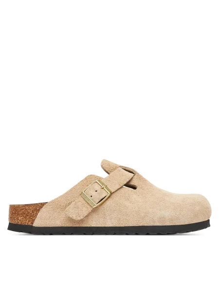 Papucsok BIRKENSTOCK Boston Suede Leather sandcastle. Méret: 35 EU bézs