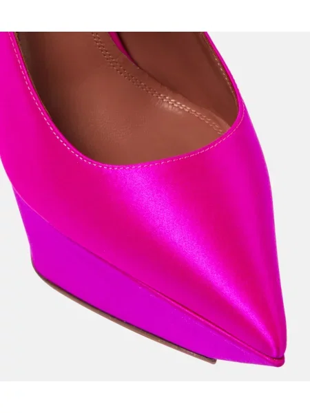 Pantofi cu toc Amina Muaddi din satin cu platformă roz