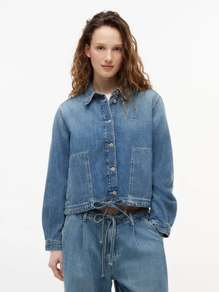 Tommy Jeans Prechodná bunda denim modrá