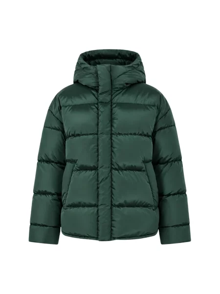 Lniana krótka kurtka puchowa Weekend Max Mara zielona