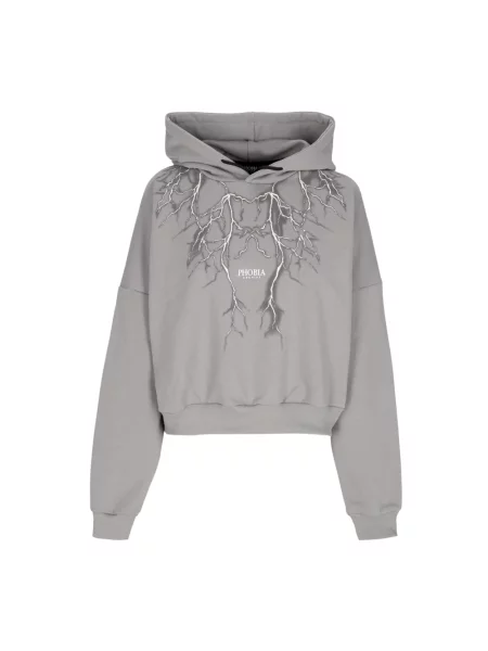 Bluza z kapturem Phobia Archive o skróconej długości szara