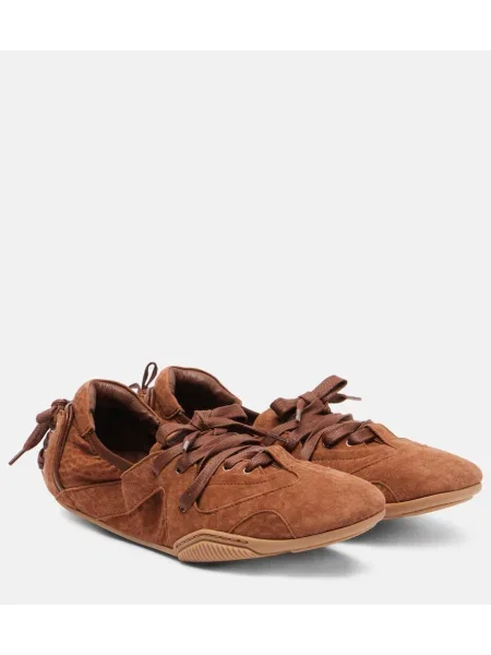 Sneakerși Acne Studios din piele de căprioară maro