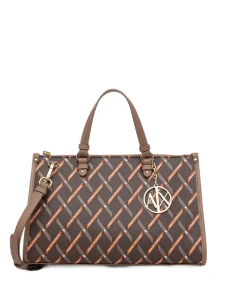 Geantă shopper Armani Exchange cu imagine maro